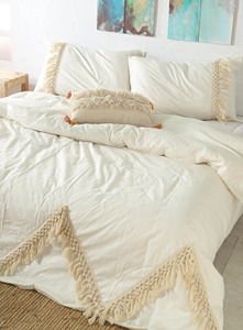 Ensemble de literie classique en pur coton 3 pièces Motif uni Housses de couette Deux taies d'oreiller 300 fils/cm² pour la maison Hôtel Mariage - Product Image 5