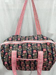Bolsa de Viaje de Fin de Semana de Algodón Boho, Duradera, de Gran Capacidad, Deportiva y de Lujo, con Estampado Floral en Bloques y Acolchada - Product Image 2