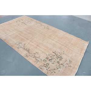 5x8.8 ft Rug, Vintage Turkish Rug, <b>Brown</b> <b>Wool</b> Rug - Product Image 4