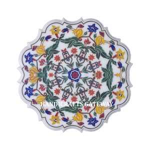 Dessus de table de conception de fleur d'incrustation de marbre blanc pour le restaurant Dessus de table basse de forme octogonale avec le meilleur prix à la main - Product Image 1