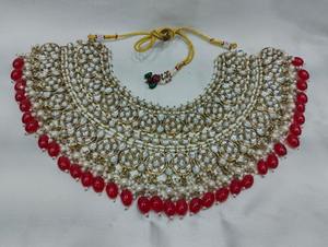 Ensemble de collier de mariée en perles Kundan avec boucles d'oreilles en perles marron Maang Tikka Bijoux de mariage indien - Product Image 2