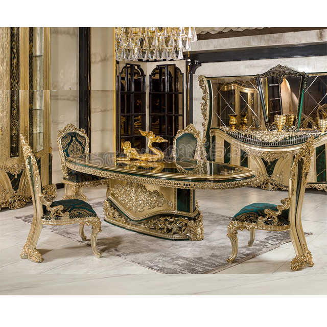 Fancy French Style Teak Wood Six Seater Dining Table Victorian Style ...