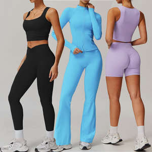 Gran oferta conjunto de Yoga de manga larga con cremallera deporte gimnasio Fitness conjuntos correr Push up conjunto de entrenamiento para mujeres - Product Image 1