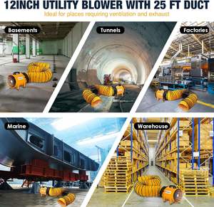 Exclusive <b>12</b> <b>Inch</b> Heavy Duty Cylinder Axial <b>Fan</b> with 25ft Hose Portable Blower Exhaust <b>Fan</b> 2900 CFM for Industrial Ventilation - Product Image 3