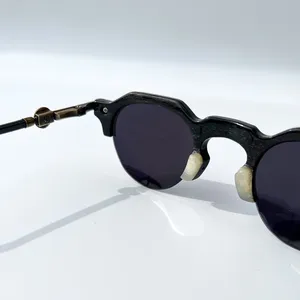 Handcrafted Eco-Friendly Buffalo Horn <b>Rimless</b> Eyeglasses Polished Frame Durable Lenses Sun Protection Lightweight Glasses Case - Product Image 6