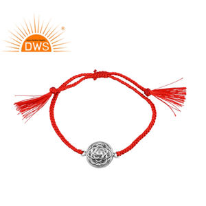 Best Quality Jewelry For Women Gift For Her Oxidized Sterling <b>Silver</b> <b>Charm</b> Red Cotton Dori Macrame <b>Bracelet</b> Custom Design - Product Image 1
