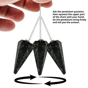 Venta al por mayor Kambaba jaspe cristal péndulo con cadena piedra preciosa natural péndulo radiestesia adivinación meditación Chakra equilibrio - Product Image 2