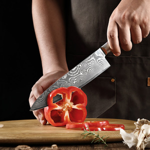 Venta al por mayor, personalizado, recién llegado, OEM, 67 capas, acero Damasco, cuchillos de cocina, cuchillo de Chef, cuchillo de Chef de 8 pulgadas con mango de madera Pakka - Product Image 2