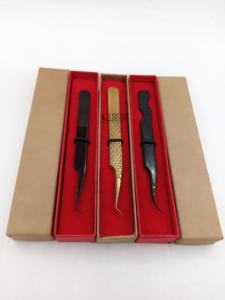 Pince à épiler GETUP BROSONS IMPEX de haute qualité, en acier inoxydable courbé noir brillant à 45 degrés, à pointe lisse, pour extensions de cils, antistatique - Product Image 2