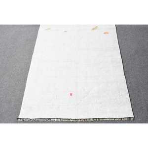 Alfombra Turca Vintage, Alfombra Kilim de 2.6x8.9 pies, Alfombra Blanca Ombré - Product Image 4