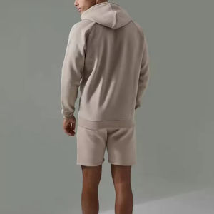 ชุดวอร์มผ้าฝ้าย100% สำหรับผู้ชายชุดวอร์มชุดวอร์มชุดวอร์มผ้าฝ้ายชุดวอร์มสองชิ้นเสื้อมีฮู้ดและกางเกงขาสั้นสำหรับผู้ชายโลโก้ตามสั่ง - Product Image 6