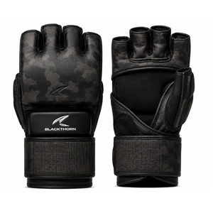 Guantes de MMA de Cuero, Medios Dedos, Cierre de Velcro, Verdes, para Adultos, Equipo de Entrenamiento de Artes Marciales - Product Image 4