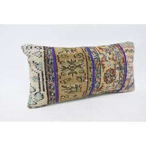 Bohème Vintage 12x24 pouces Beige laine oreiller tissé Kantha Patchwork brodé coussin uni décoratif sol utilisation - Product Image 3