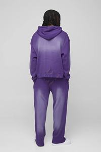 Conjunto Deportivo Personalizado con Cierre, Lavado Ácido, Estilo Desgastado con Parches, Capucha y Pantalones Acampanados, Informal de Invierno, Unisex, 100% Algodón, 2025 - Product Image 5