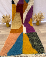 Tapis de couloir Tribal Berber personnalisé marocain en laine véritable coloré authentique