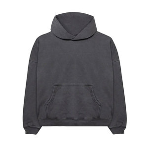 Sudadera al por Mayor de 440 GSM, 100% Algodón, Gruesa, Lisa, para Hombre, Estilo Vintage Desgastado con Lavado Ácido, Sudadera con Capucha Extra Grande - Product Image 2