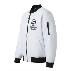 Chaqueta Bomber Blanca Personalizada con Ribete Negro, Chaqueta Universitaria Vintage de Dos Colores, Chaqueta de Béisbol de Alta Calidad para Otoño e Invierno - Product Image 3