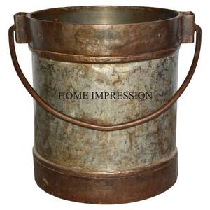 Set Of 2 Top Quality Antique Galvanized Flower <b>Planters</b> and Pot Different Sizes Unique New Look Pattern Tin Flower <b>Planter</b> & Pot - Product Image 4