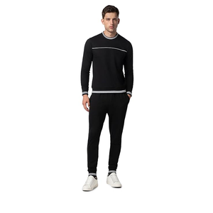 2025 ropa de calle personalizada para hombre, Jersey acolchado Regular de gran tamaño, manga larga, cuello redondo acanalado, 100% algodón tejido transpirable - Product Image 5