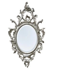 Silver Frame Unique <b>Wall</b> Mounted <b>Mirror</b> Iron Casted Designer <b>Wall</b> <b>Mirror</b> for Home Hotel Bedroom Living Room Use <b>Wall</b> <b>Mirror</b> - Product Image 1