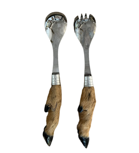 Wholesale Antique Wooden Handle Steel Serving <b>Cutlery</b> Salad Server Kitchen Tools Utensil Salad Server Spoon Set - Product Image 1