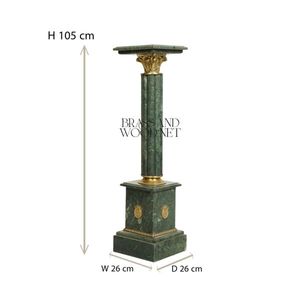 Socle classique en marbre vert jade avec colonne cannelée et capitale en laiton doré - Product Image 6