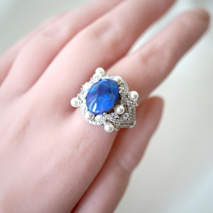 Anillo de Ópalo Negro Australiano, Plata de Ley S925 con Perlas y Circonitas, Joyería de Ópalo Real, Anillo Elegante con Piedras Preciosas - Product Image 5