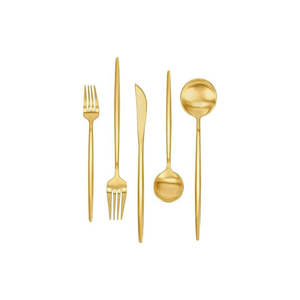 Lot de 5 couverts plaqués or abordables avec poignées polies élégantes Cadeau de mariage élégant pour l'élégance moderne - Product Image 1