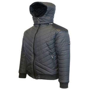 Veste d'hiver matelassée à manches détachables pour hommes, avec logo personnalisé, design matelassé à bulles, matériau épais et chaud, style formel à capuche - Product Image 4