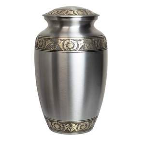 Mémorial funéraire de souvenir en métal fabriqué à la main de haute qualité avec des urnes élégantes Urnes de crémation de finition grise en métal Funérailles pour les cendres - Product Image 1