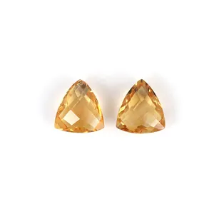 Piedras Preciosas de Citrino Amarillo Natural de 10 mm, Corte Trillón, Briolette, Gemas Sueltas, Certificadas por Terceros, Gopika Exports, Joyería Fina - Product Image 2