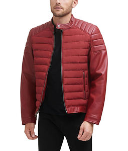 New Men's Mixed Media Faux Leather Pad Motocros <b>Racer</b> <b>Jacket</b> <b>Jacket</b> Man Stylish Windproof Leather Fashion <b>Jacket</b> - Product Image 1