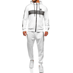 Chándal personalizado para correr, chándal de 100% poliéster, conjunto de mallas deportivas para gimnasio, chándales con capucha y cremallera completa para hombre - Product Image 1