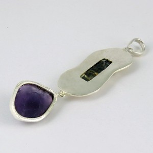 Pendentif en argent sterling 925 avec kyanite et améthyste authentiques, bijoux Shri Ashapura, style bohème chrétien, anniversaire - Product Image 4