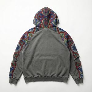 Sweat à capuche streetwear pour femme en molleton de coton polyester 500 g/m², broderie 3D, design doublé de strass, service OEM en gros - Product Image 2