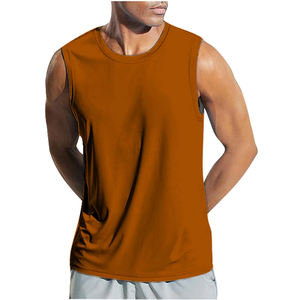 Camiseta sin mangas para hombre con logotipo personalizado al por mayor, color puro, poliéster, ropa deportiva para gimnasio, verano, talla XL para gimnasio y Deportes - Product Image 3