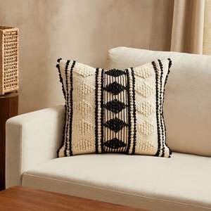 ปลอกหมอนอิงผ้าทอสีเทาขนาด45X45ซม. ดีไซน์ใหม่สี่เหลี่ยมผ้าฝ้ายธรรมชาติสไตล์ใหม่สำหรับใช้ในบ้านและโรงแรม - Product Image 1