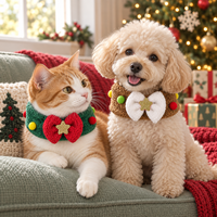 Ensemble de Noël d'hiver pour animaux de compagnie : étoile en peluche à cinq branches, nœud papillon pour chat et chiot, cache-cou, chapeau, bandeau – Style mignon et chaud