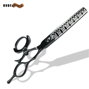 Profesional 5,5 pulgadas giratorio Offset mango titanio plateado hoja convexa salón peluquero adelgazamiento tijeras japonés acero afilado - Product Image 1