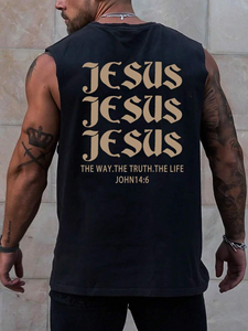 Vintage Loose Fit <b>Men's</b> Sleeveless Gym Tank Top Custom Stringer Cotton Acid Washed Cut-Off Badge and Button Decorations - Product Image 6