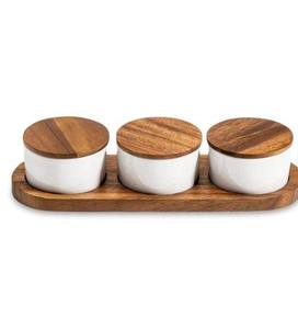 Juego de 3 Recipientes para Azúcar y Harina para Café, Recipientes de Madera Natural Blanca, Juego de Recipientes Metálicos para la Encimera de la Cocina - Product Image 2