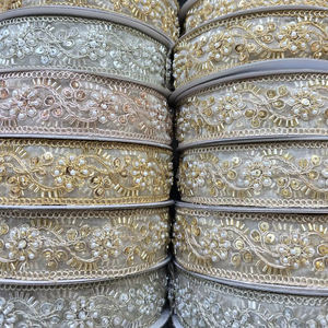 Garment <b>Accessories</b> Colored Ethnic Clothes Material Sewing GUIPURE Lace Trims Metallic Upholstery Webbing Ribbon Lace Embroidery - Product Image 1