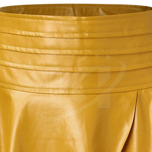 Nouveaux Styles parti utiliser Logo personnalisé coton femmes jupe en cuir avec poches couleur unie doux ample jupe en cuir d'été - Product Image 6