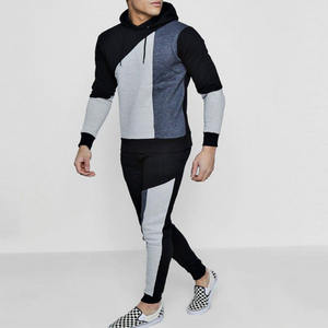 Traje de sudor con logotipo personalizado para hombre, conjunto de chándal de 2 piezas para gimnasio, fitness, trotar, poliéster, algodón, chándal liso a granel - Product Image 2