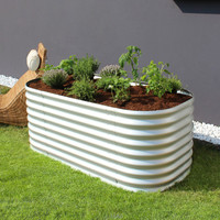 Grand kit de jardinière surélevée ovale en acier inoxydable, thermolaqué, pour potager et fleurs, avec clôture de ferme, traitement thermique, modélisation 3D