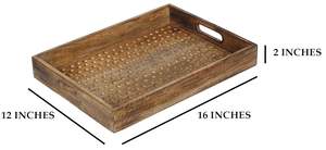 ถาดไม้ขนาดใหญ่16x12นิ้วแบบชั้นเดียวทันสมัยสำหรับจัดอาหารหวายสำหรับวางแสดงของใช้ในห้องครัว - Product Image 2