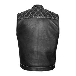 Chaleco de Cuero Vacuno para Hombre, Chaleco sin Mangas para Motociclista, Chaleco de Piel de Cordero, Logotipo Personalizado, Fabricante de Fábrica al por Mayor, Suministro OEM - Product Image 3