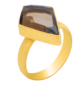 925 Sterling Silver <b>Ring</b> Marquise Smoky Quartz Gemstone Classic Bezel Setting Gold Plated Wedding Engagement Gift Fashionable - Product Image 6