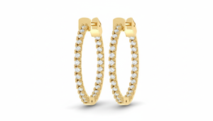 ต่างหูห่วงทองคำ 14K สำหรับผู้หญิง ประดับเพชรธรรมชาติแบบลอยตัวด้านในและด้านนอก 66 ชิ้น ชุบโรเดียม รับรองโดย IGI - Product Image 4