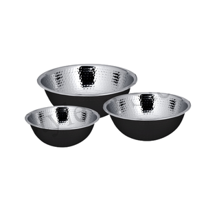 3 Pieces <b>Set</b> Serving <b>Bowl</b> <b>Set</b> Direct Factory Prices Stainless Steel Hammered Deep <b>Mixing</b> <b>Bowl</b> with Black Color - Product Image 4